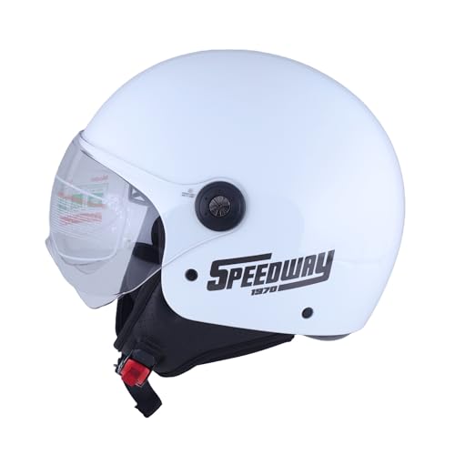 Casque de moto Speedway – Classic – Jet, idéal pour homme et femme, notre casque de scooter ouvert est idéal pour la ville, homologué ECE et DOT – Blanc