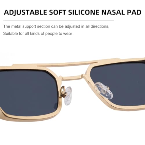 Vintage Small Rectangle Steampunk Sunglasses Men Luxury Punk Polygon for Man Classic Metal Frame3