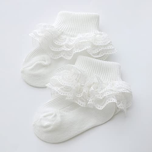 Adeimoo Newborn Baby Girls Socks Lace Ruffle Frilly Ankle Dress Sock For Infants Toddler 0-6 Months #TOP2