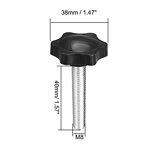 TA-VIGOR 2Pcs M8 x 40mm Plum Hex Shaped Clamping Screw Knob, 38mm Dia Plastic Head Clamping Knob Handle Male Thread Thumb Screw - Image 2