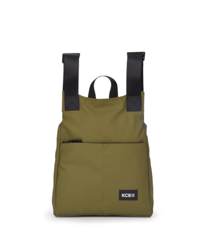 KCB Zaino antifurto piccolo doppio | Design sicuro e pratico | Tasche multiuso con cerniera | Materiale resistente | Spallacci regolabili | 100% vegano, Cachi chiaro, 0