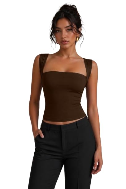tivante Women's Square Neck Top for Woman || Fitted Tops for Woman || Sleeveless Tops for Women Stylish || Crop top for Women Stylish Western-picture-24