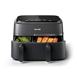 Philips Airfryer 3000 Series Dual Basket - 2 Drawer Air Fryer, 3L + 6L Capacity, RapidAir Plus Technology, 13 Ways to Cook, 90% Less Fat, Easy to Clean, Digital Touchscreen, Energy Saving (NA350/00)