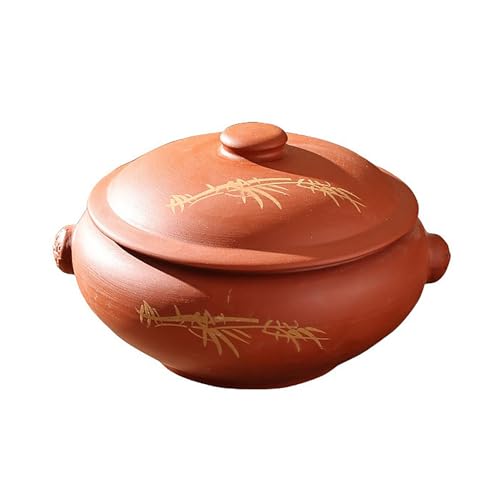 Yunnan Clay Casserole, Chinese Ceramic Hot Pot, Steam Broth Pot, Clay Pot for Cooking, Steam Pots with Lid for Cook, Nonstick Crock Pot Slow Cookers with Handle for Soup, Meat, Stew(B,900ml)