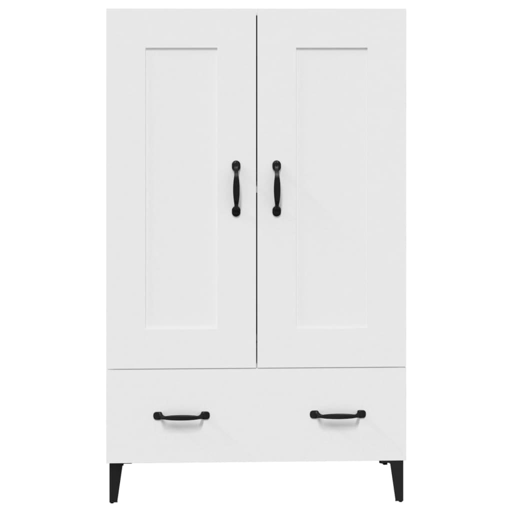 Credenza Bianca 70x31x115 cm in Legno Ingegnerizzato per Soggiorno Cucina con Ampio Spazio Portaoggetti e Design Industriale Elegante