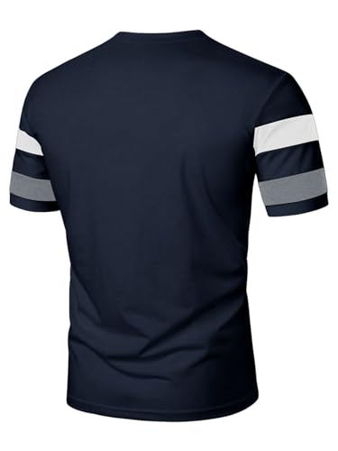 Image of RoseSeek Men's Color Block Short Sleeve Tee Shirts Casual Crewneck T Shirt Trendy Summer Tops