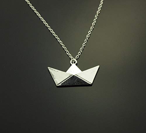 Kette Origami Papier Boot Segelboot Anhänger silbern Juvelato