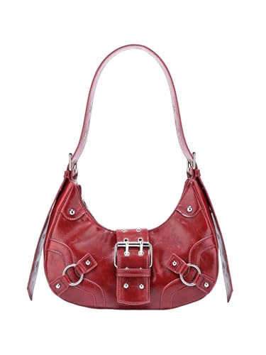 Verdusa Women's Y2k Purse Goth Handbag Studded PU Leather Clutch Handbag Boho Shoulder Bags