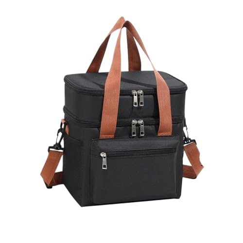 HNULGVI bolsa de mano con aislamiento Bolsa térmica multifuncional de doble capa for el almuerzo, gran capacidad, for viaje, picnic, con correa for hombro(Black)