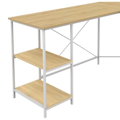IDMarket - Bureau d'angle en Forme de L Detroit Design Industriel Bois et métal Blanc