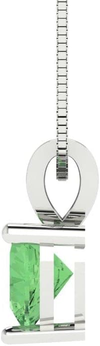 Clara Pucci 0.5 cttw Green Simulated Diamond White Gold-Plated Silver Necklace and Pendant for Women (16" Box Chain,Heart Cut,5mm) - Image 3