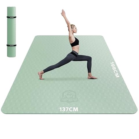 HAPBEAR Mata Do Jogi -198cm x 137cm x 6mm Grubość Bardzo Duża Szeroka Mata Antypoślizgowa, Trwała Do Siłowni, Domu