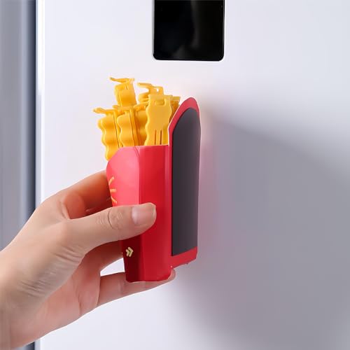 Magnetic-Fries-Clips-Set-of-12-Clips-with-Durable-Plastic-Holder-Keep-Food-Fresh-Organized-Novelty-Design-for-Fridge-Seal-Chips-Bags-Packages-Cute-Practical-Kitchen-Accessories