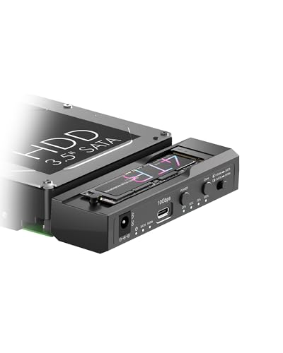M.2 NVMe/SATA & 2.5â€/3.5â€ Hard Drive Cloner Docking Staion, ICY BOX 10Gbps NVMe Cloner&Reader, M.2 to SATA Hard Drive Dock for 2.5\"/3.5\" SSD&HDD Hard Drives, Offline Clone Enclosure, Tool-Free
