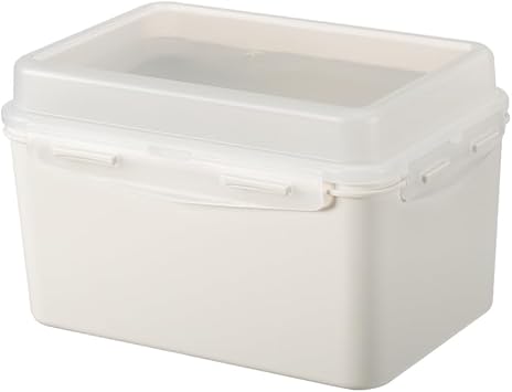 Lockable Storage Container with Lock, White, Yellow, Bread Storage Container, Freezable, Refrigerator, Microwave, Dishwasher, Storage Box, Sealed, Kitchen Supplies, 0.8 gal 3 L Kiyama
