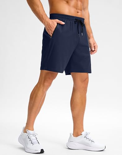 Image of Pudolla Men's Running Gym Shorts with Zipper Pockets 5 inch /7 inch / Lightweight Quick Dry Running Workout Athletic Short