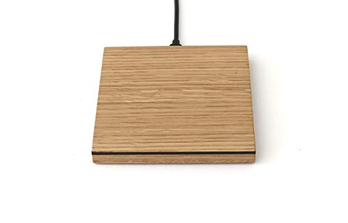 STREIFHOLZ Wireless Charger aus Holz, kabellos Laden Holz, induktiv Laden Holz, drahtlos Laden Holz, 10W Fast Charging (Quadrat, Eiche)