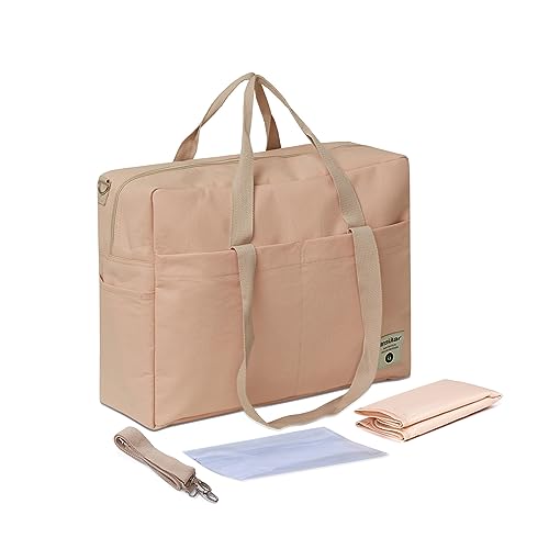 SONARIN Gran Capacidad Ligero Bolsa de Pañales para Bebé,Maternidad Messenger Multifuncional Bolso Bandolera de Cambio Bolsa de Viaje para Pañales con Correa de Hombro & Cambiador(Rosa)