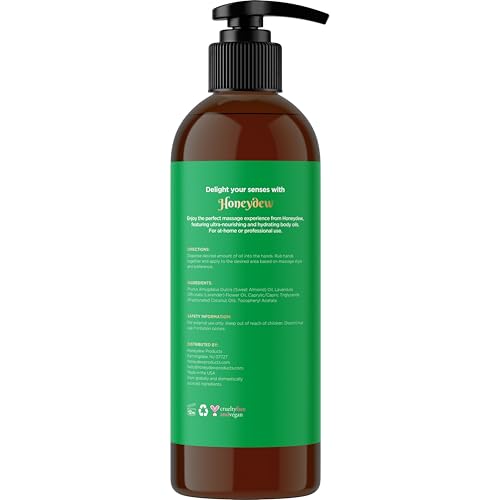 Lavender Massage Oil for Massage Therapy - Aromatherapy Full Body Massage Oil for Men and Women with Coconut Oil Lavender Oil and Sweet Almond Essential Oil - Therapeutic Grade Non GMO and Vegan