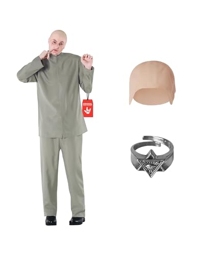 Morph Grey Villain Costume With Baldcap, Mens 60s Costume, Halloween Costumes For Men, Halloween Costumes For Adults, X-Large