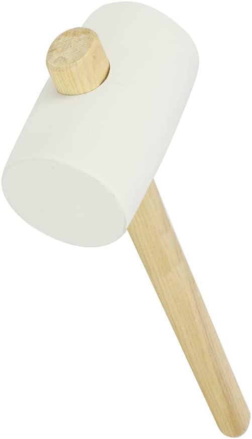 TIMCO Rubber Mallet, Solid Black Rubber Ash Wood Handle Mallet - 24oz