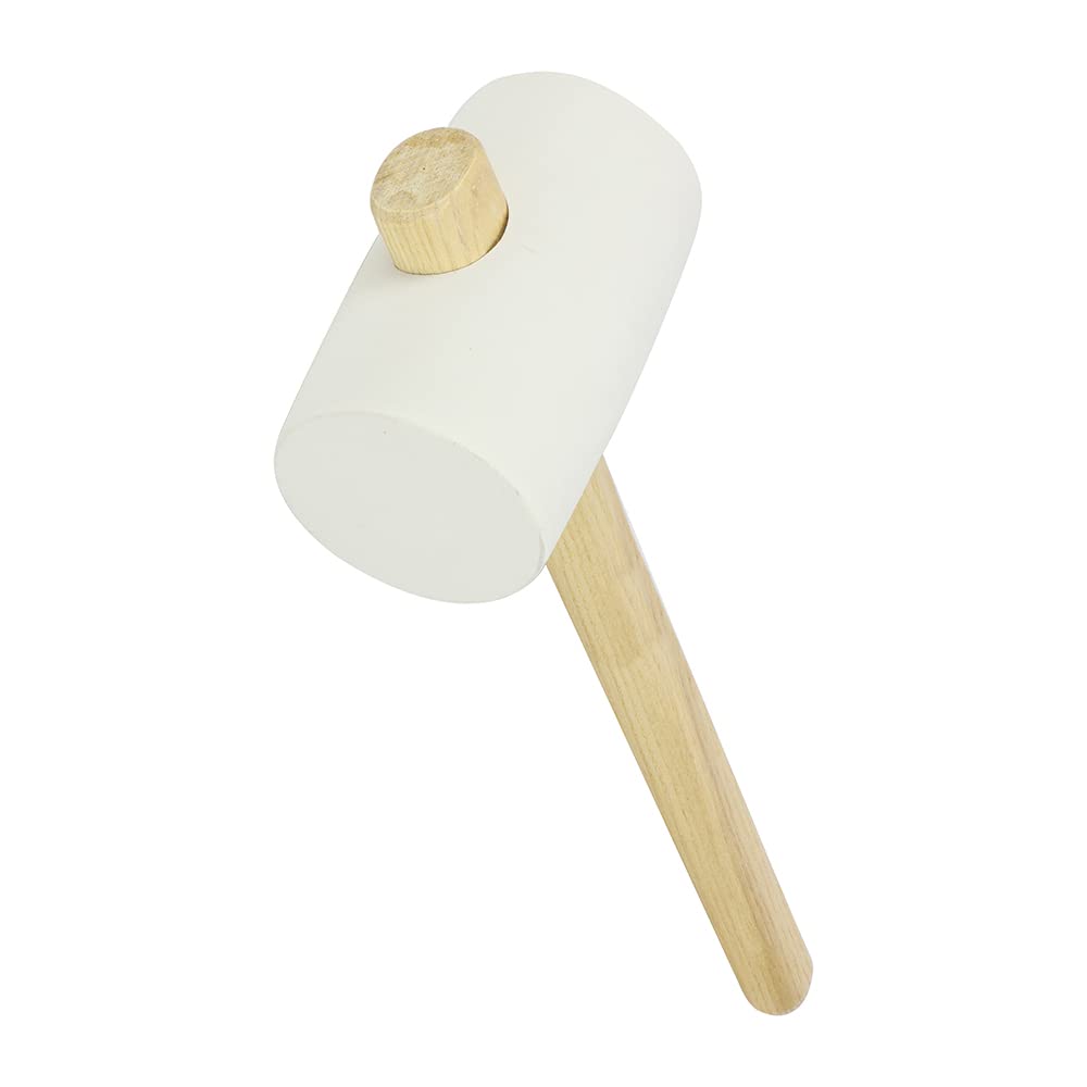 TIMCO Rubber Mallet, Solid Black Rubber Ash Wood Handle Mallet - 24oz, White