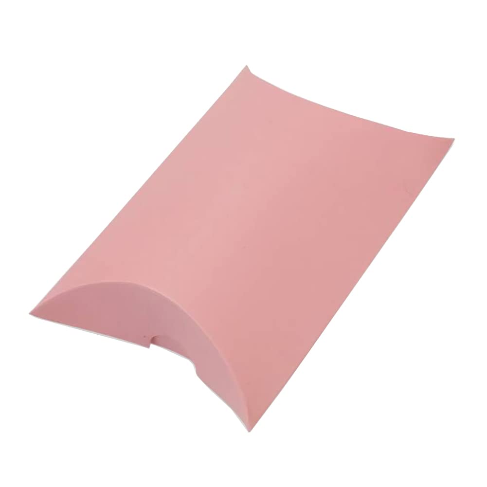 HugeDE 100 Pcs Carboard Pillow Boxes Party Favor Gift Box Small Candy Wrapping Cases Jewelry Packaging Paper Case for Wedding Baby Shower Pink