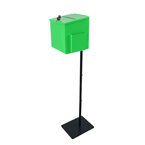 FixtureDisplays® Green Metal Donation Box Floor Stand Lobby Foyer Tithes & Offering Suggestion Collection Ballot Box 11065+10918-GREEN-NF