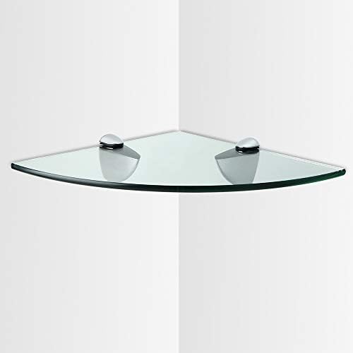 SAYAYO Glass Shelf Bathroom Corner Shelf Wall Mounted 25CM*25CM, 7MM Thick Tempered Glass Shower Shelf with Chrome Metal Shelf Bracket, EAG007-O