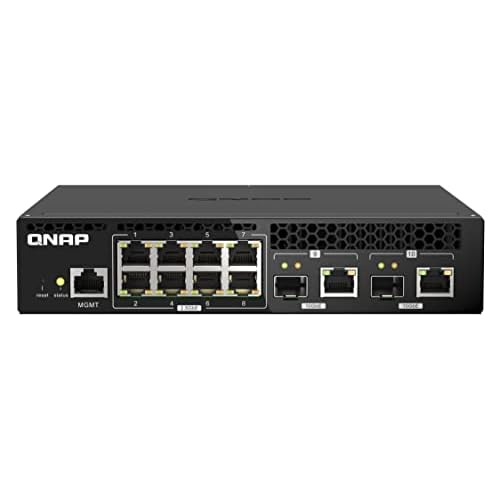 Qnap QSW-M2108R-2C, 8 Port 2,5 Gbit/s, 2 Port 10 Gbit/s SFP+/ NBASE-T Combo, Web Managed Switch, Rackmount Design, neues Rack-Mount-Kit