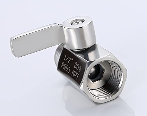 Carvedexquisitely Shower Head Shut Off Valve,304 Stainless Steel 1/2" Mini Ball Valve Npt Thread,Shower Head Flow Control Valve #TOP6