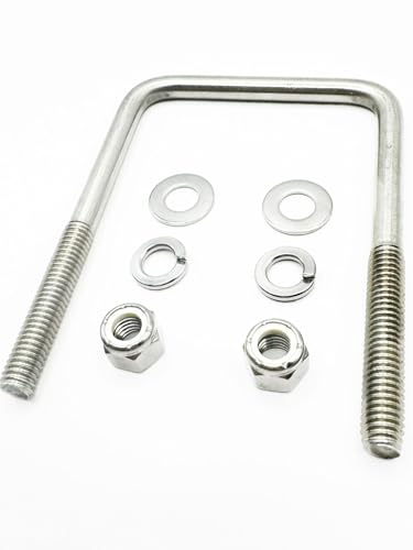Mighty Fasteners Heavy-Duty 90° U-Bolt | 304 Stainless Steel | 1/2"-12 X 2-1/16" X 5-5/16" Threaded 2" | Marine Trailer Mounting | Includes Flat Washers, Nylon Lock Nut & Split Washers| 4 Pack