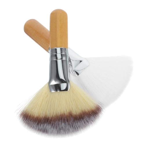 NULYLU Essential Makeup Brush Kit 2 Pcs Face Blush Highlighting Eyeshadow Powder for Loose Setting