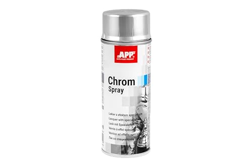 APP Chrom Spray | Bombe Chromé | Finition effet chromé satiné | Facile à appliquer sur métal, bois, verre ou plastiques adaptés | 400 ml