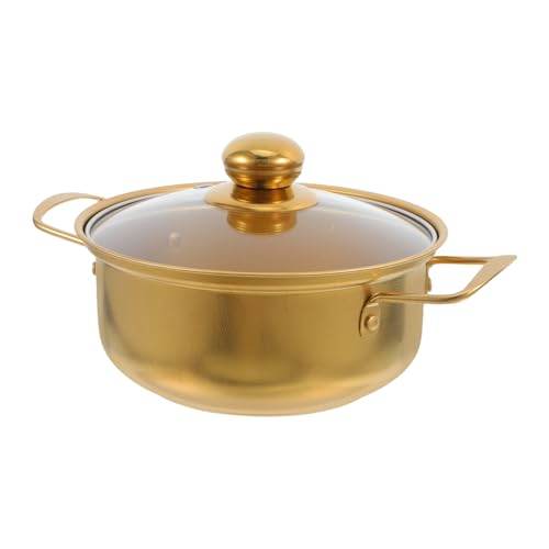 Imikeya Olla Inoxidable Dorada Tapa De Vidrio Compatible Con Inducción Para Sopa Y Estofado Duradera Y Elegante