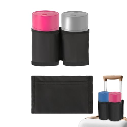 Image of Luggage Cup Holder Suitcases Cup Holder Luggage Drink Caddy Suitcase Beverage Cups Holders Travel Essentials for Flight Attendants Business Travelers, Black