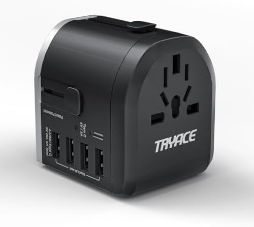Universal Travel Adapter, International Power Adapter, 4 USB-C & 1 USB-A Fast Ch…