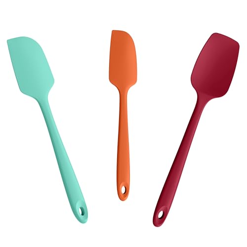 Doosu 600°F Heat Resistant Silicone Spatula Scrapers (Set of 3, Multi-4)