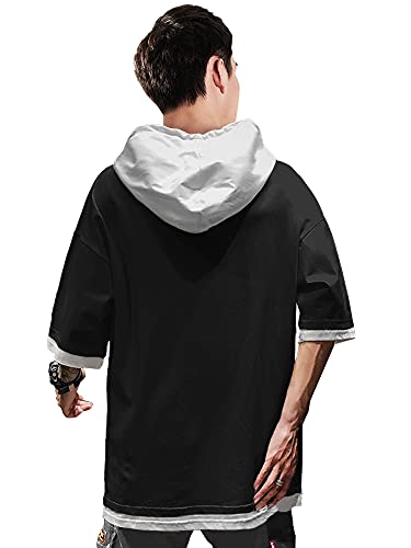 Image of EYEBOGLER Men's Trendy Hooded Neck Half Sleeves Solid T-Shirt