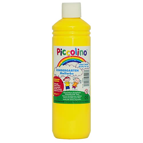Kindermalfarbe - Piccolino Kindergarten Malfarbe gelb 500ml - Schulmalfarbe Kita Grundschule Cover