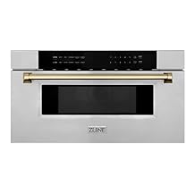 ZLINE Autograph Edition 30" 1.2 cu. ft. Built-In Microwave Drawer in Stainless Steel with Champagne Bronze Accents