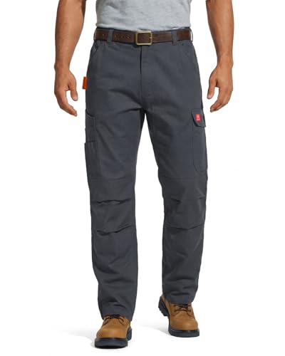 HISEA FR Pants for Men Lightweight Flame Water Resistant Cargo Pants Ripstop Fire Retardant Work Pants NFPA 2112 CAT2 Gray