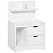 Produktbild HOMCOM Nachttisch mit 2 Schubladen Nachtschrank moderner Nachtkommode mit offenen Ablage Weiß 40 x 30 x 60 cm