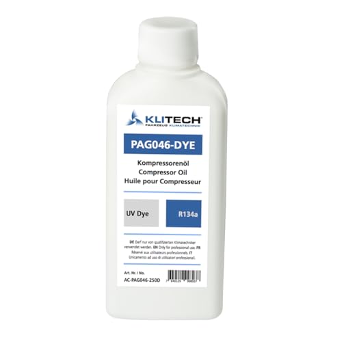 Lube1 Klimaanlagenöl PAG46-R134a mit UV 250ml I Kompressor Öl geeignet für alle Füllstationen mit automatischem Öleinzug I Direktbefüllung von...