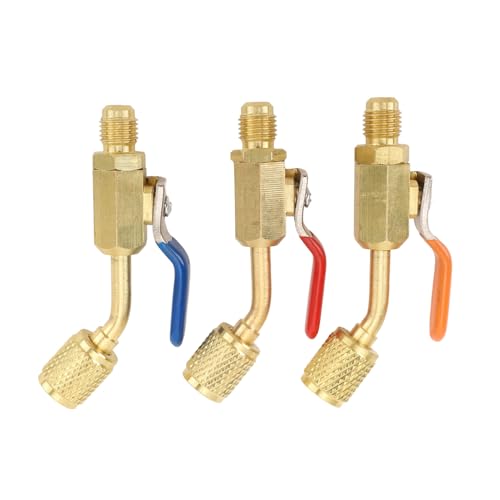 Válvula de bola compacta Alvinlite de latón de 1/4" con conexión SAE para mangueras de carga de refrigerante R410A, R134A, R12 y R22, válvula de cierre para sistemas de aire acondicionado y climatización HVAC miniatura 1