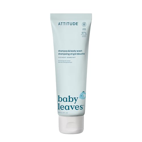 ATTITUDE Baby 2-in-1 Shampoo & Body Wash EWG Verified Dermatologically Tested Vegan Goodnight Scent 8 Fl Oz
