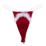 Lejafay Men's Thong Jockstrap G-String Briefs Panties Christmas Santa Claus Costume Underwear Red G-String XX-Large