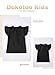 DOKOTOO KIDS Girls Shirts Cute Summer Tops for Teen Ruffle Short Sleeve Flowy T-Shirt Summer Casual Tween V Neck Chiffon Solid Blouse Black Size 8-9 Years