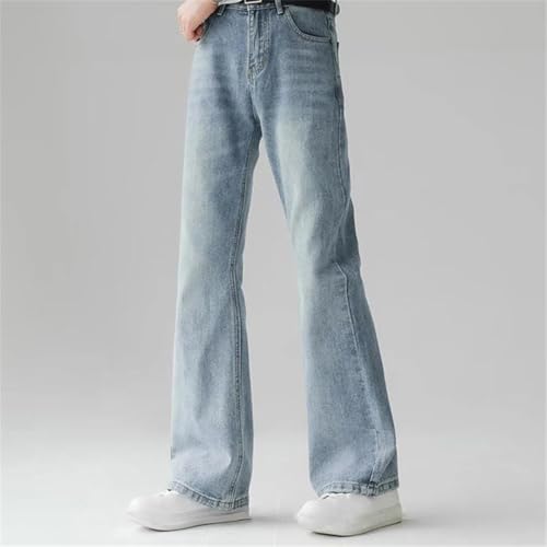 Men's Bell Bottom Denim Jeans Vintage Style Casual Loose Fit Straight Leg Trousers for Daily Wear2
