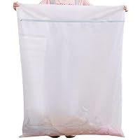 Extra Large Laundry Bag, 43.3" x 35.4" Heavy Duty Durable and Reusable Net Washing Bags, Travel Organization Bag with Zipper for Delicate Clothing, Coat, Dress, Bedding, Curtain, Blanket (1PCS - White)